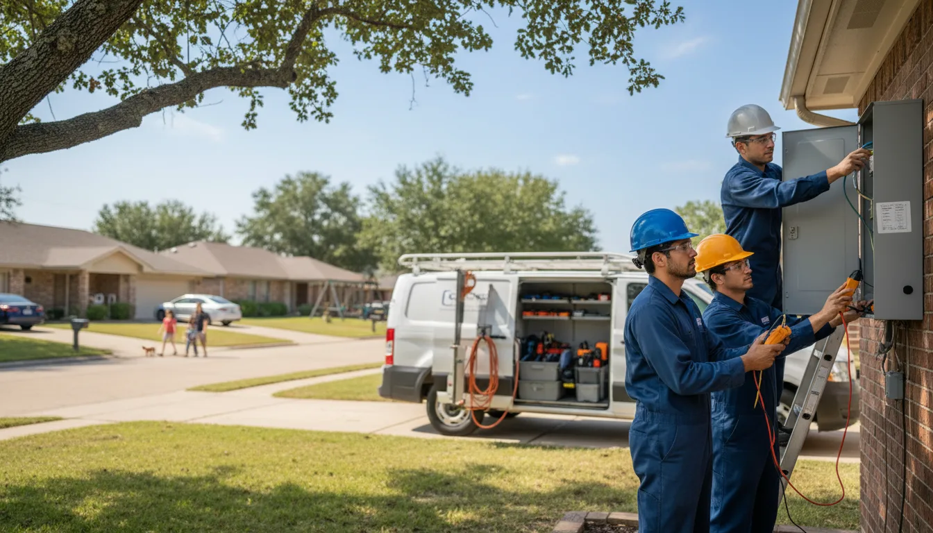 Certified electrician providing emergency electrical services in Wickett, TX